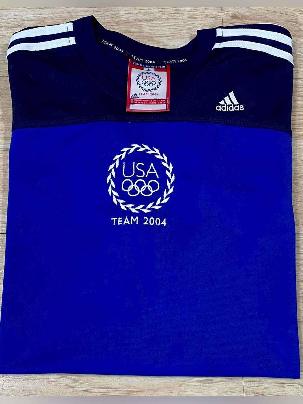 Vintage Adidas Team USA 2004 Athens Olympics Shirt Men’s L Blue ClimaCool Jersey